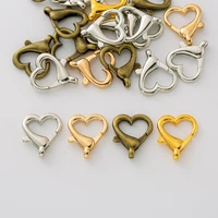 10pcs metal love heart shape lobster clasp connection buckle for diy jewelry making keychain pendant accessories