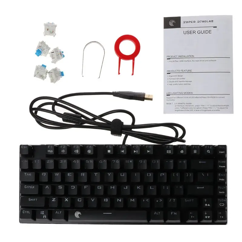 

USB RGB Backlight Mechanical Keyboard for 81 KeysBlue Switches Gaming Key