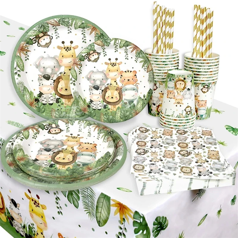

Тарелки бумажные одноразовые в виде животных из джунглей