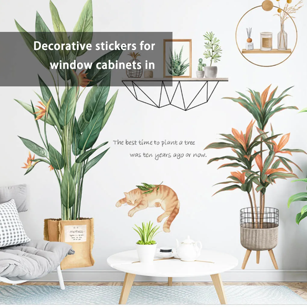 

Настенные стикеры в скандинавском стиле, водонепроницаемые ПВХ обои, самоклеящиеся наклейки с милым котом, плакат, украшение для гостиной и спальни