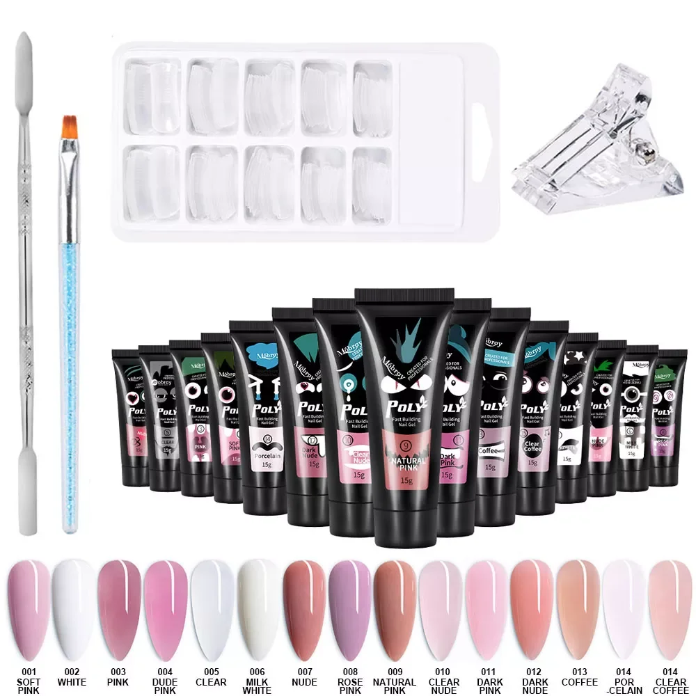 

5PCS 15ml Poly Nail Gel Set For Nail Extension Finger Quick Building Gel 15 Colors Polygels Extensions Acrylic Gel Polish Set