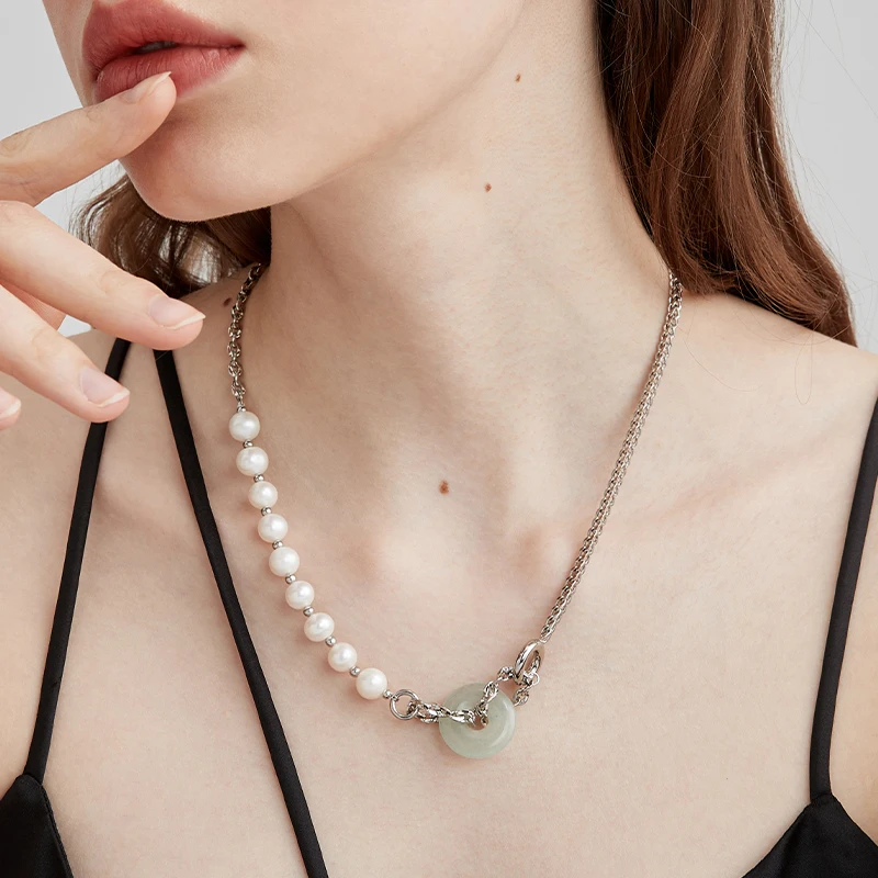 

Timeless Wonder Glam Chinese Style Geo Stone Pearl Chains Necklace Women Designer Jewelry Ins Trendy Kpop Party Gothic Mix 5435