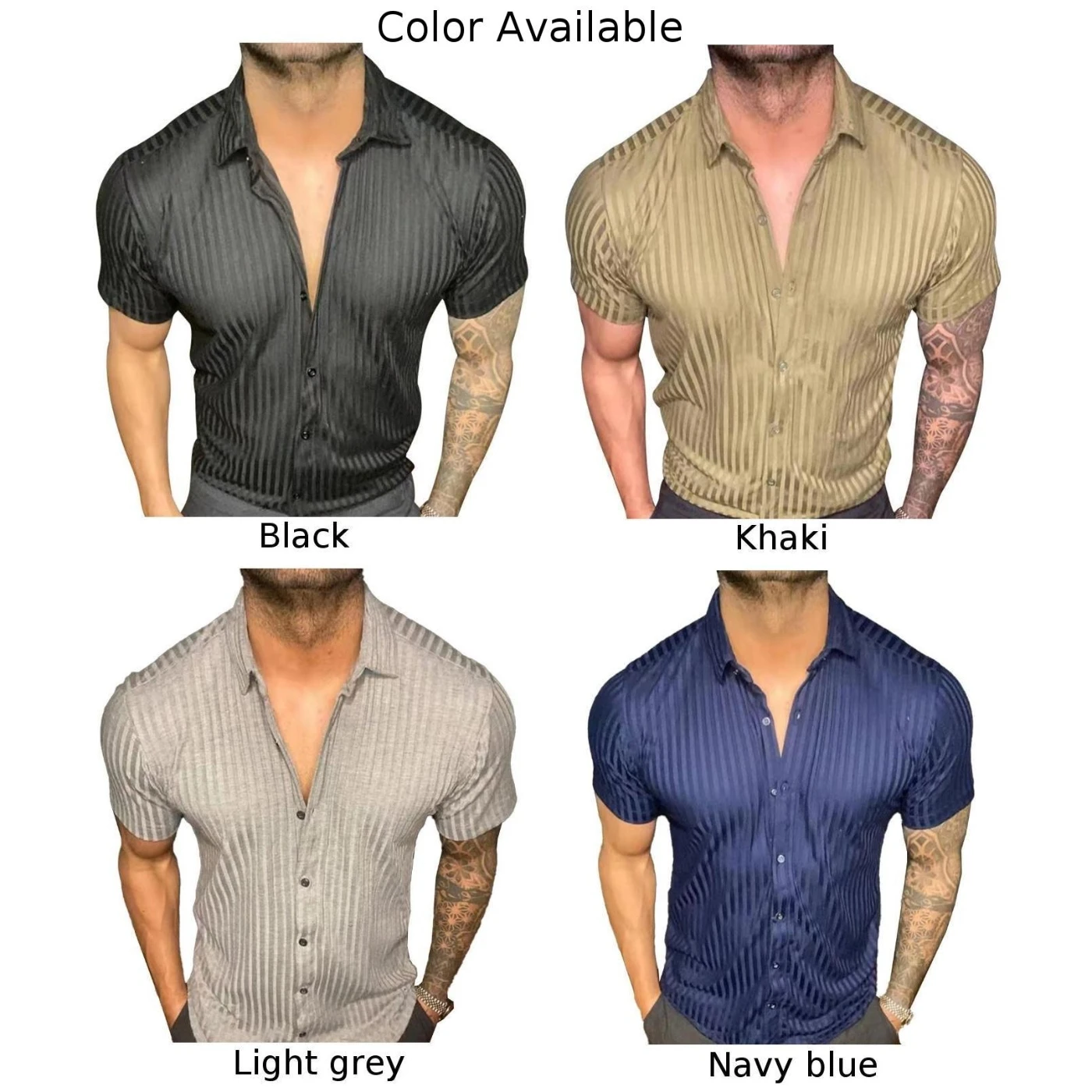 2023 Fashion Men Shirt Summer Short Sleeve Shirts Male Casual Slim Fit Striped Business Top Man Shirts Button Down Tops