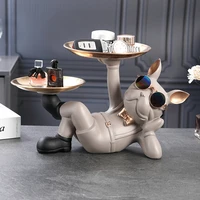 2022 resin dog sculpture belt metal tray for home decorative crafts ornament animal statue ornament