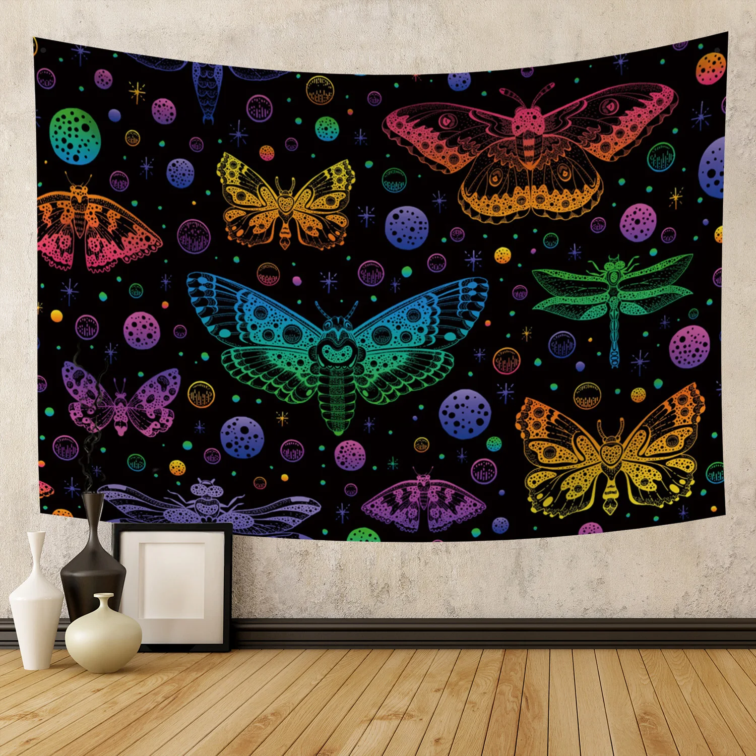 Настенный гобелен с изображением бабочки моли цветов черепа для дома гостиной |