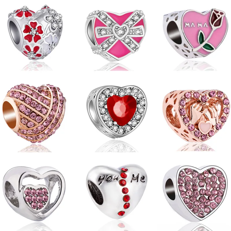 

Red Color Elegant Crystal Love Heart Flower Bowknot Charms Beads for Jewelry Making DIY Handmade Bracelets & Bangles Crafts Gift