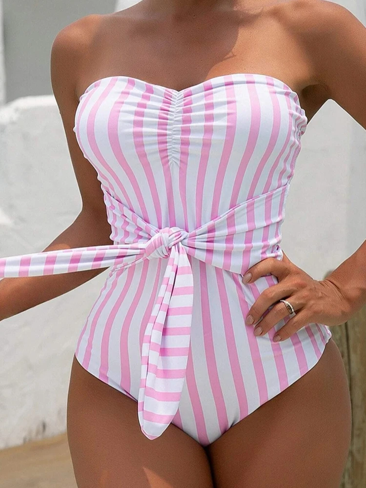 

Пикантный полосатый Новинка 2022, весенний женский Монокини, цельный костюм, летняя пляжная одежда, Женское боди, купальные костюмы, купальны...