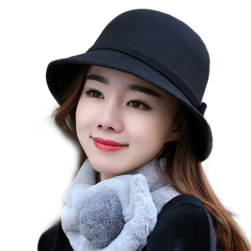 

Women's Hat Bow-knot Woolen Felt Fedoras Korean Fashion Ladies Vintage Elegant Hat Warm Autumn Spring Panama Hat for Ladies 2022