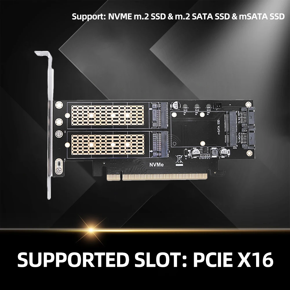 

3-in-1 M2 NVMe SSD NGFF To PCIE 4X Expansion Card M Key B Key MSATA M.2 NGFF To PCIe X4 Extender Card