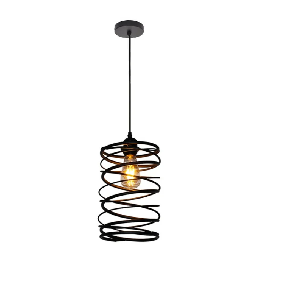 

LED Vintage Pendant Light Loft Spiral Style Hanging Lamp Iron Art Rustic Rusty Cage For Kitchen Dining Room Lighting Fixtures