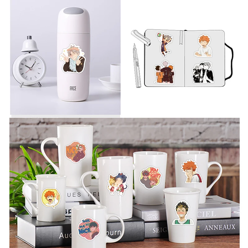 Stickers Aesthetic Kids Toys Sticker Pack Haikyuu Anime Merch Japanese Stationery Notebooks Water Bottle Wall Kids' Luggage images - 6