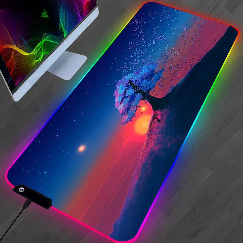 

Rgb Mouse Pad Keyboard Carpet Computer Backlit Dusk Kawaii Stitch Gaming Custom Desk Mat Padding Rug Gamer Accessories Speed Big