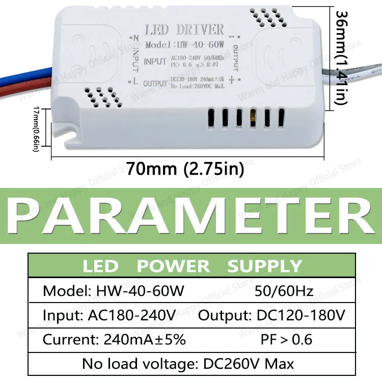 

Светодиодный драйвер HW-8-24W, HW-24-40W, HW-40-60W warm and happy 240 мА 220В
