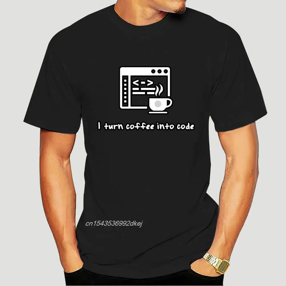 

Science Project Programmer IT Men Tshirt I Turn Coffee Into Code MasterCam Program Faddish Breathable Cotton T Shirt 3325A