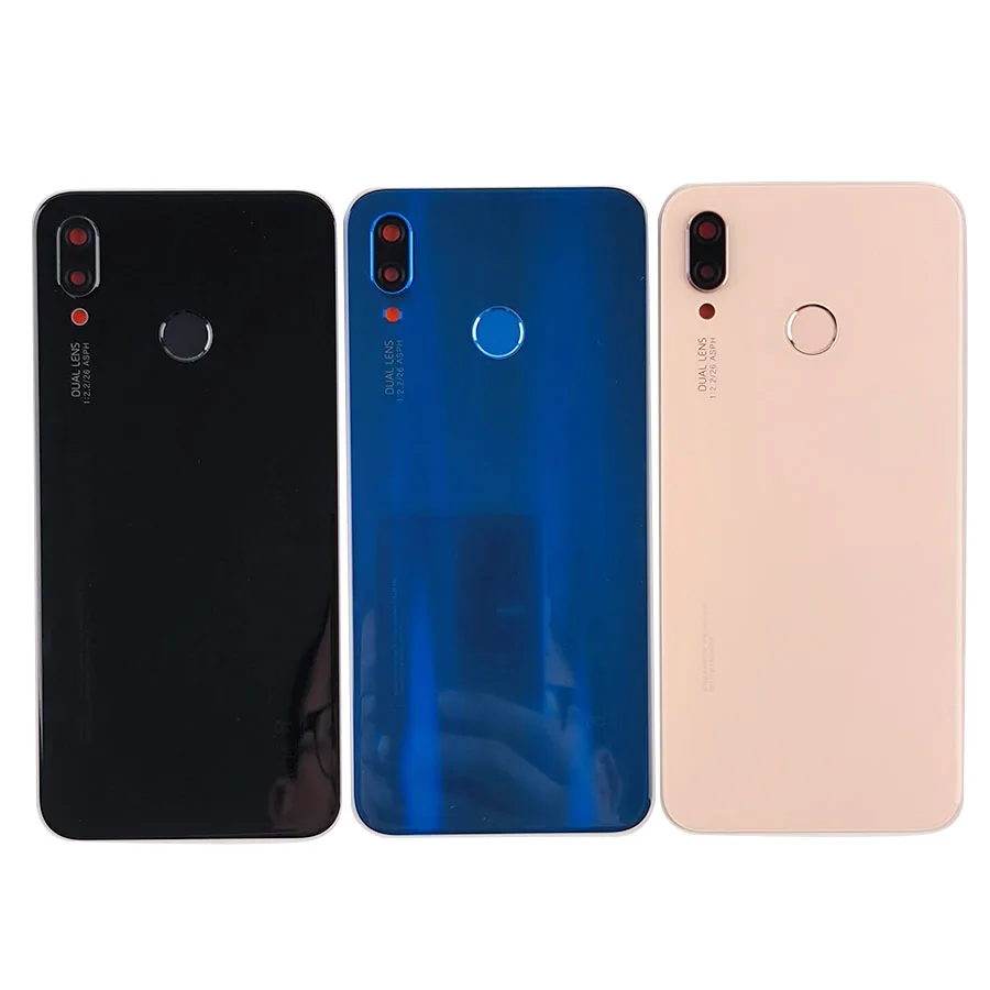 

Original For Huawei P20 Lite Battery Cover Back Glass Door Housing Nova 3e P20lite Rear Case With Fingerprint Sensor Camera Lens