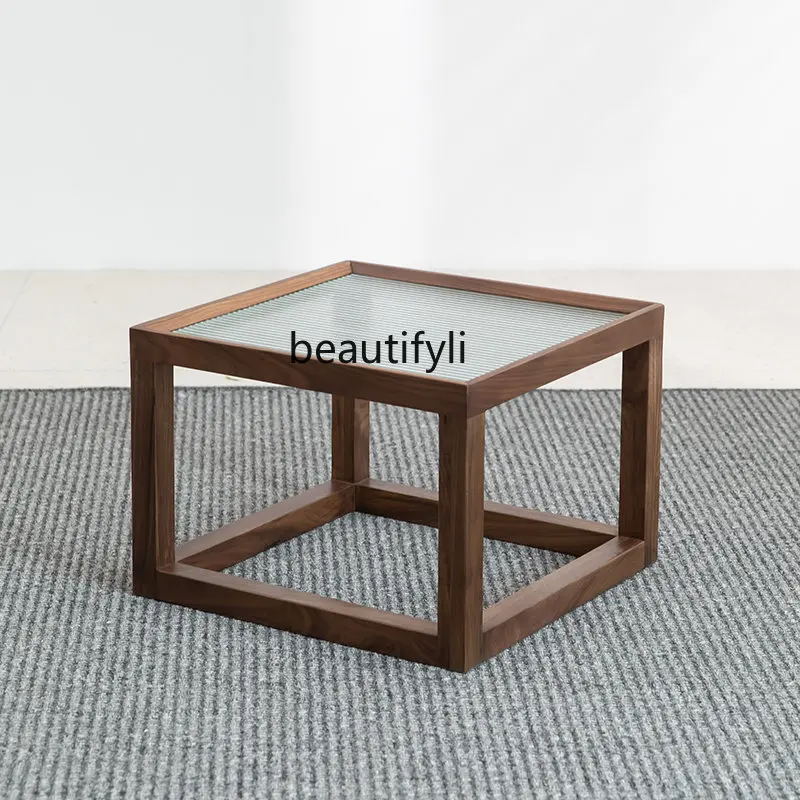 

LM Modern Minimalist Black Walnut Solid Wood Changhong Glass Tempered Tea Table