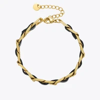 enfashion manual dark knit bracelet for women gold color chain bracelets 2021 stainless steel pulseras fashion jewelry b212237