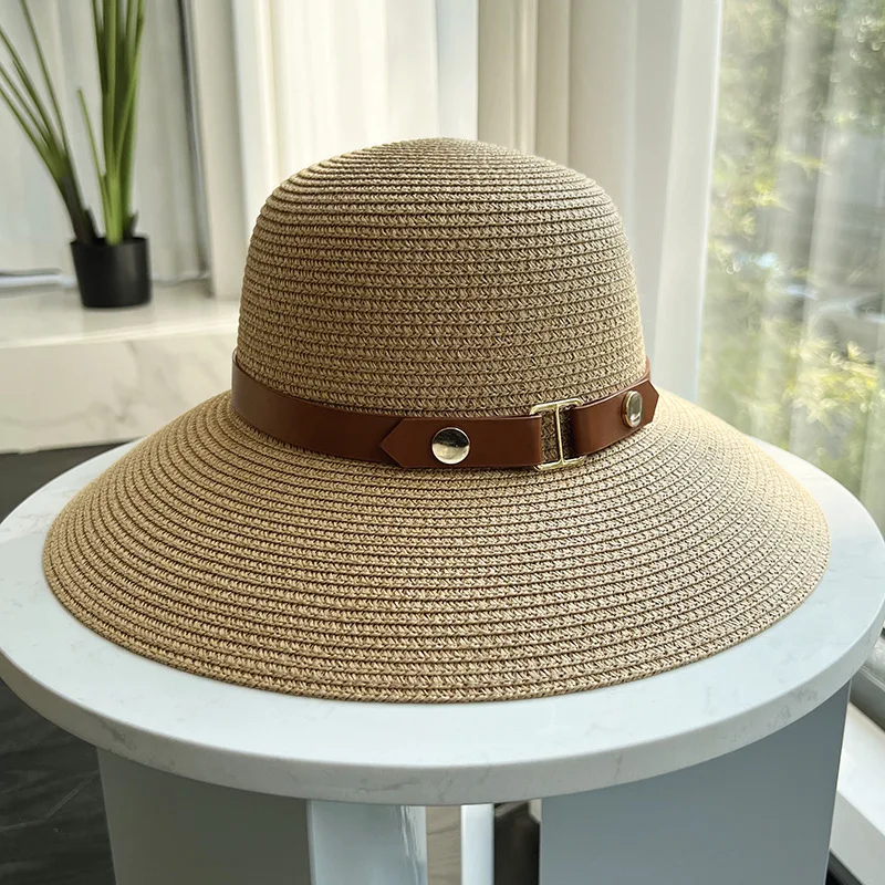 

Women's Straw Sun Hat Classic Flat Beach Hat Summer Sun Protection Cowboy Style Hat Rolled Up Packable Wide Brim Panama Hats