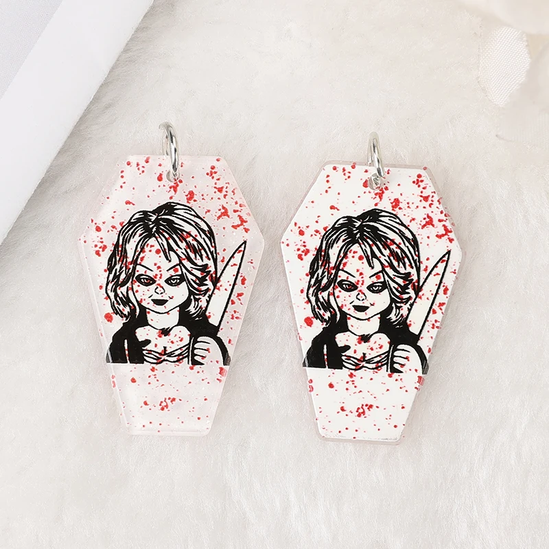 

12Pcs Halloween Charms Acrylic Ghost Skull Witch Coffin For Keychain Pendant Necklace Diy Making