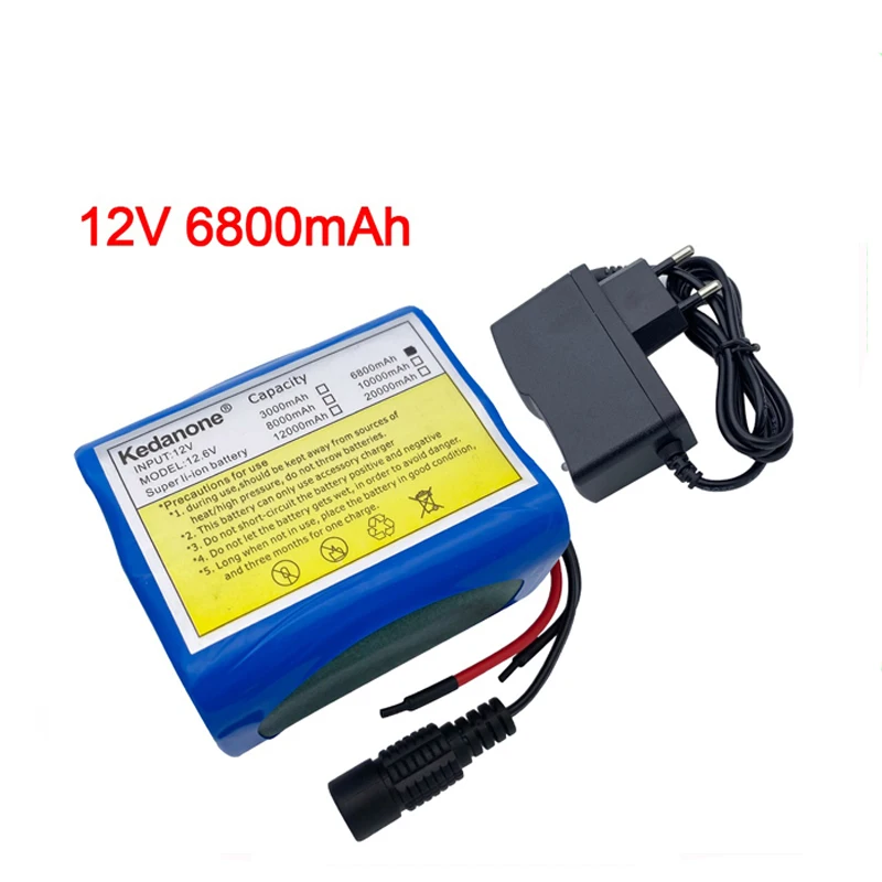 

18650 Li-Ion 6.8 Ah 12V 6800mah Battery Rechargeable Batteries With Bms Lithium Battery Packs Protection Board +12.6v Charger