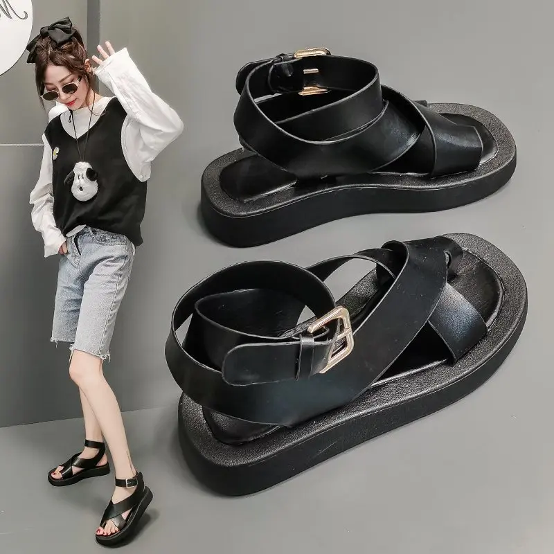 Сандалии женские на плоской подошве Босоножки каблуке и платформе Модные