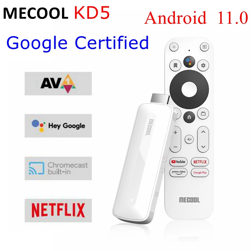 

ТВ-приставка Mecool KD5, 20 шт., для Netflix, 4K, HD, Android 11, Смарт ТВ-приставка с сертификатом Google, 1 ГБ, 8 ГБ, Wi-Fi, 2,4 ГГц/стандартное Prime, видео, HDR, 10 AV1