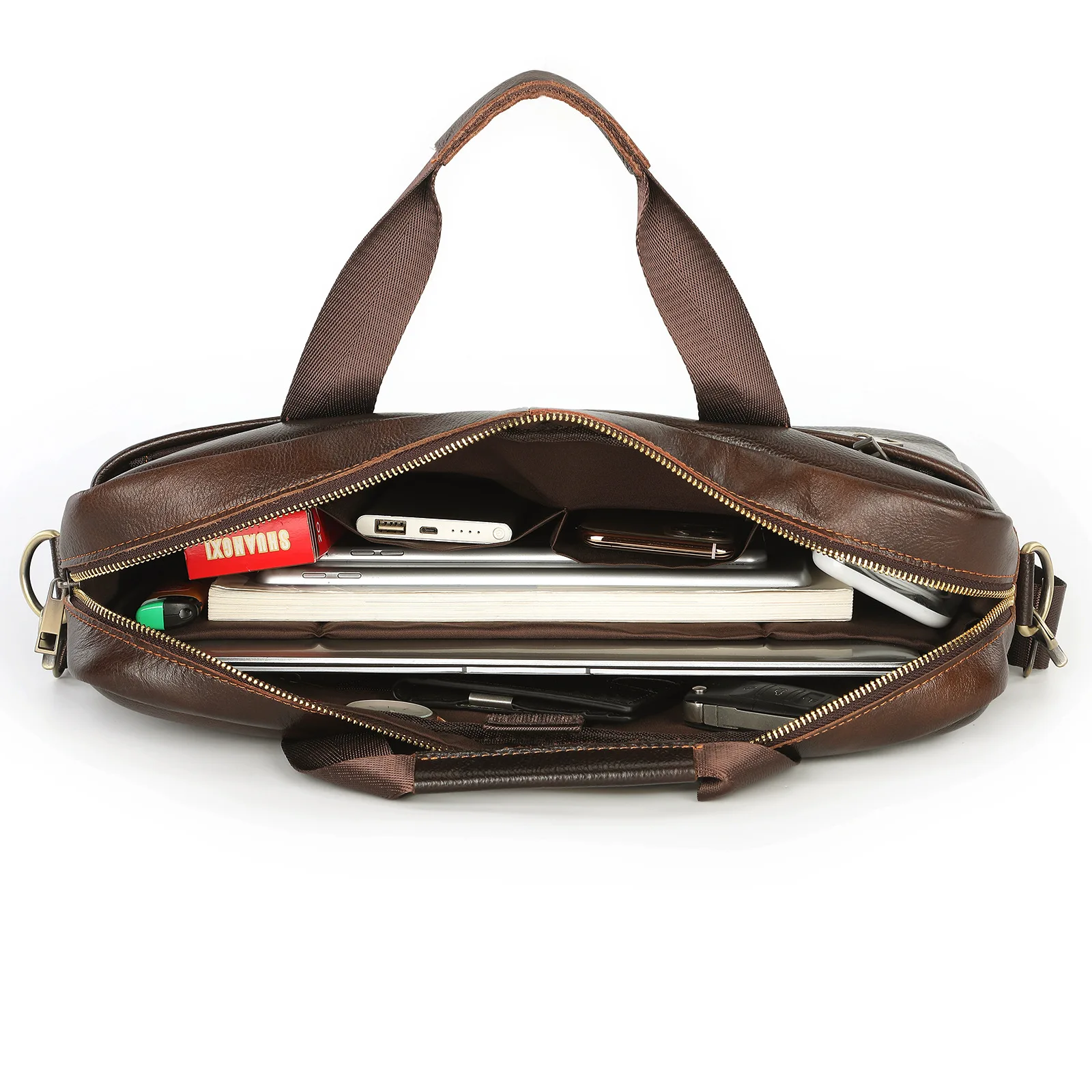 Royal Bagger Briefcase for Men Genuine Cow Leather Retro Business Handbag 15.6 Inch Computer Laptop Messenger Bag Shoulder Bags