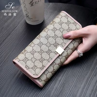 2022 women genuine leather wallet long large capacity purses buckle clutch bag luxury designer handbag