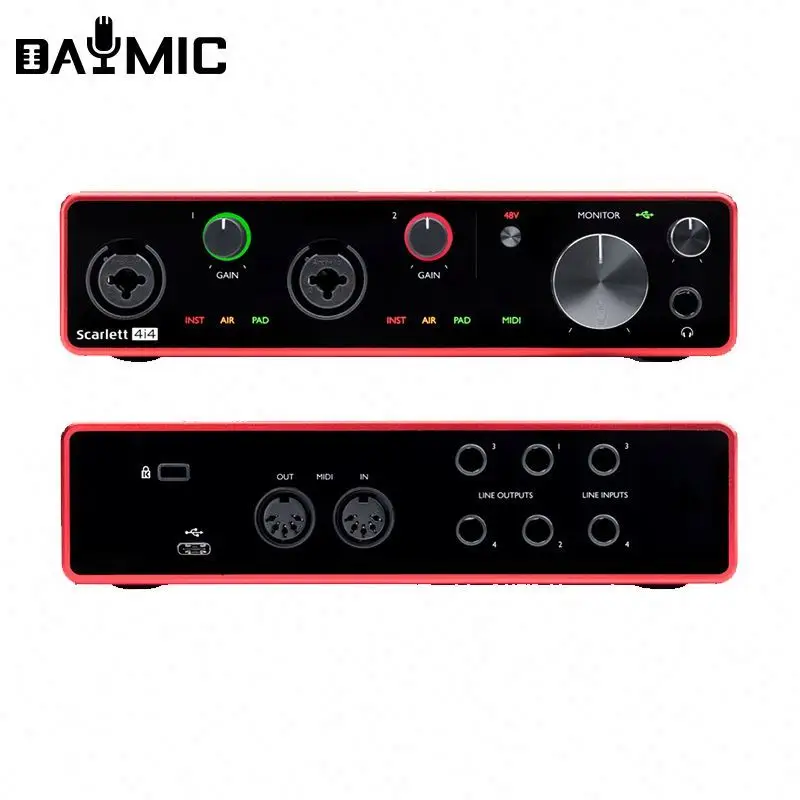 Scarlet 4i4 4 Channel Interface 4 Canais Sound Card Soundcard Recording Interfaz De Audio 스칼렛 오디오인터페이스