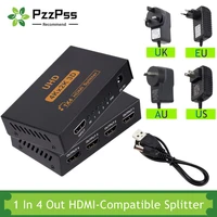 pzzpss full hd 3d 4k 1 in 4 out hdmi compatible video amplifier adapter splitter 5 in 1 out switcher for 1080p hdtv dvd ps3 xbox
