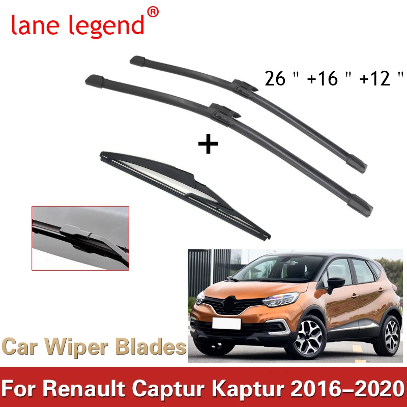 

Car Wiper Front & Rear Wiper Blades For Renault Captur Kaptur 2016 - 2020 Windshield Windscreen Window Brushes 26"+16"+12"