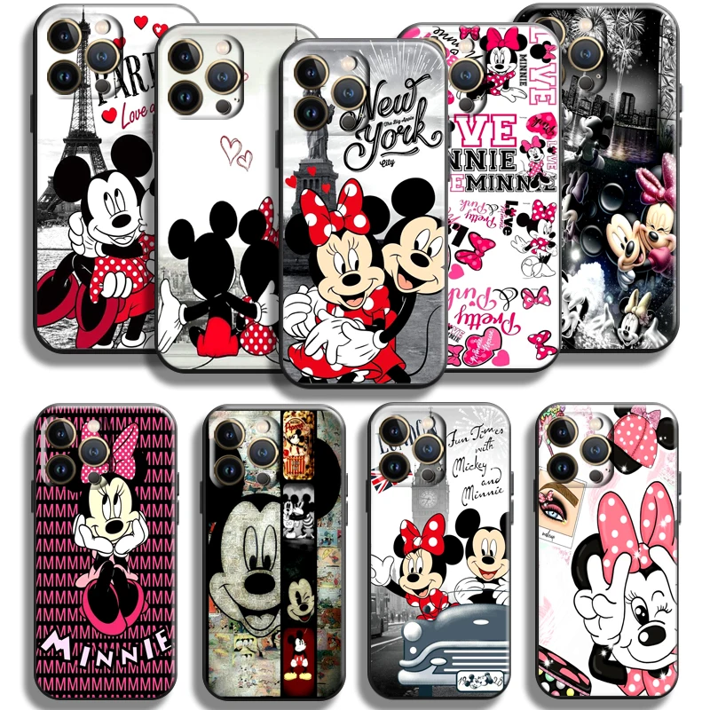 

Mickey Minnie Mouse Cartoon For Apple iPhone 13 12 11 Pro Max Mini X XR XS Max SE 5 5s 6 6S 7 8 Plus Phone Case Black Back