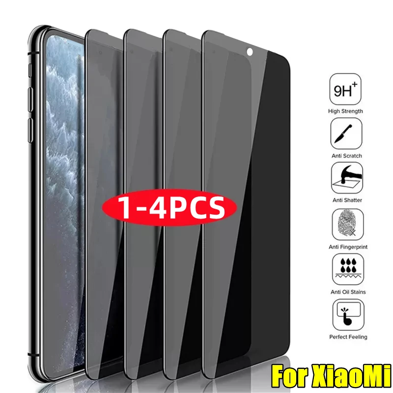 1-4Pcs Privacy Screen Protectors For Poco X3 X4 M3 Pro F3 GT  Anti-spy Glass For Xiaomi Redmi Note 7 8 11 9 9A 9C 10 Pro 9S 10S