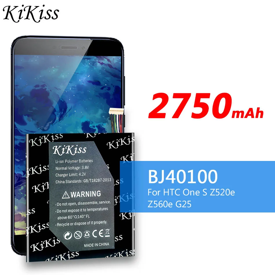 

KiKiss 2750mAh BJ40100 Replacement Battery for Htc One S Z520e Z560e G25 Mobile Phone Batterie Bateria