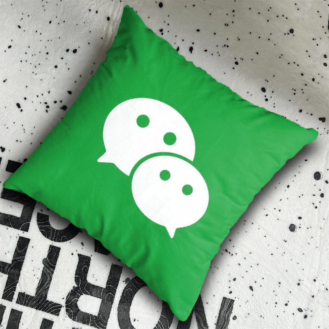 Чехол для диванной подушки зеленый забавный чехол с логотипом WeChat автомобиля