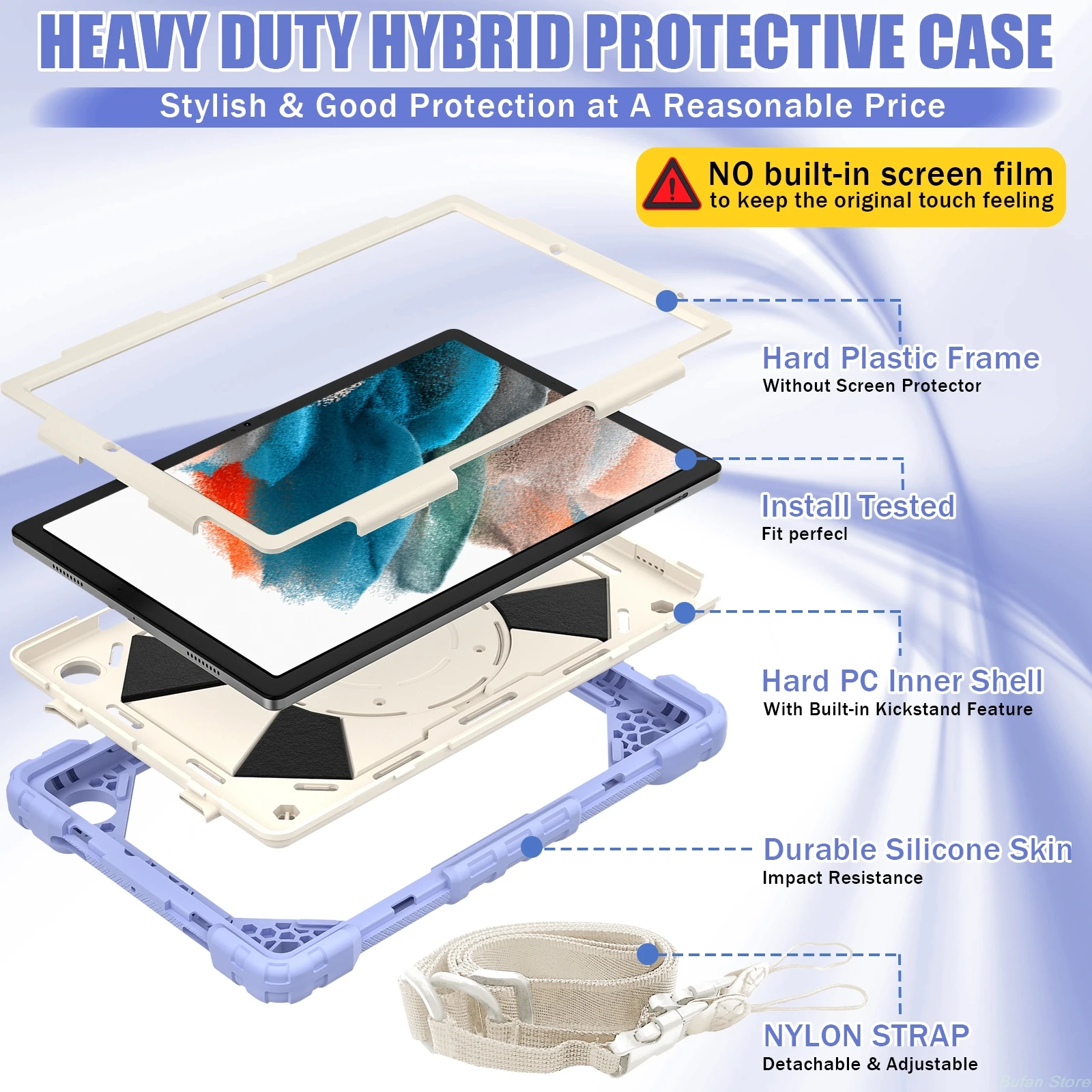 Versatile Shoulder Strap Case For Samsung Galaxy Tab A7 10.4 T500 T509 A 8.0 T290 T295 A7Lite T225 T220 A8 10.5 X200 X205