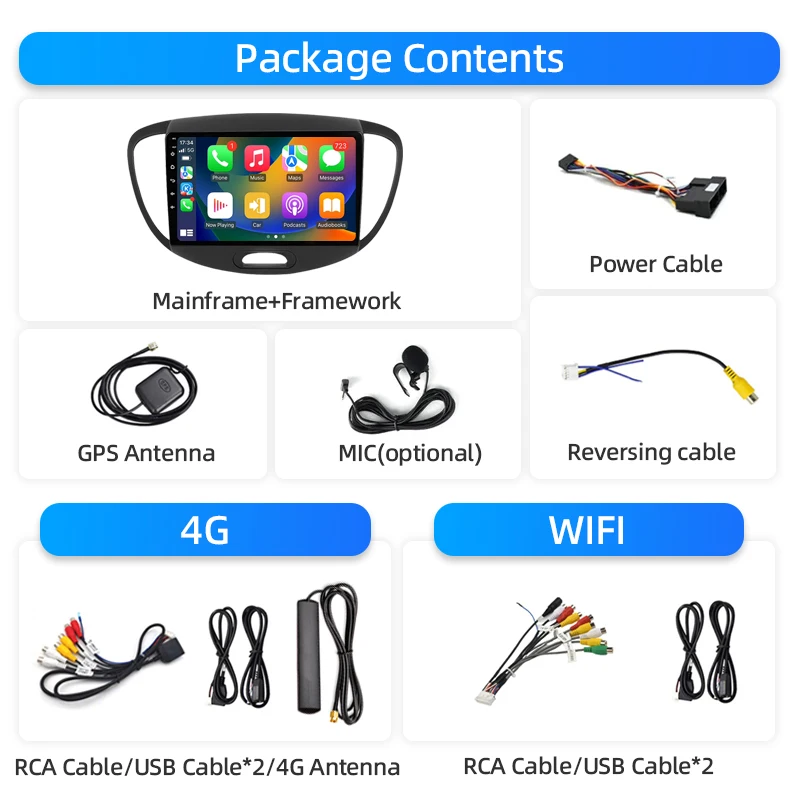 6G + 128G CarPlay 2din Android Auto Radio GPS Мультимедийный плеер для Hyundai i10 2007 2008 2009 2010-2013 DSP IPS 2DIN