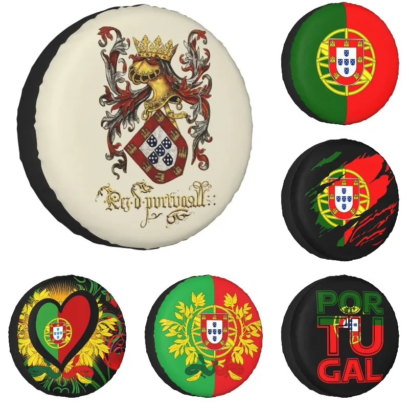 

Arms Of King Of Portugal Spare Tire Cover for Mitsubishi Pajero Livro do Armeiro-Mor Waterproof Car Wheel Covers 14" 15" 16" 17"