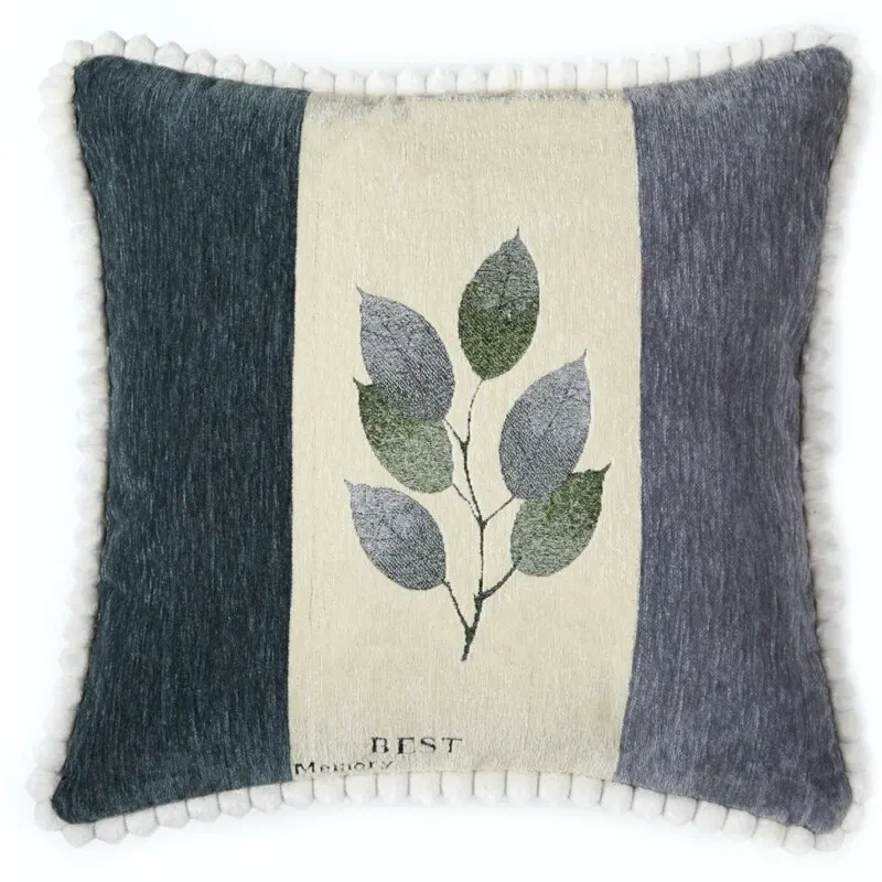 

Jacquard Chenille Throw Pillow Cover Cushion Case For Sofa Bed Home Leaf Cushion Cover Decorative Pillowcase Cojin 45x45 Cm