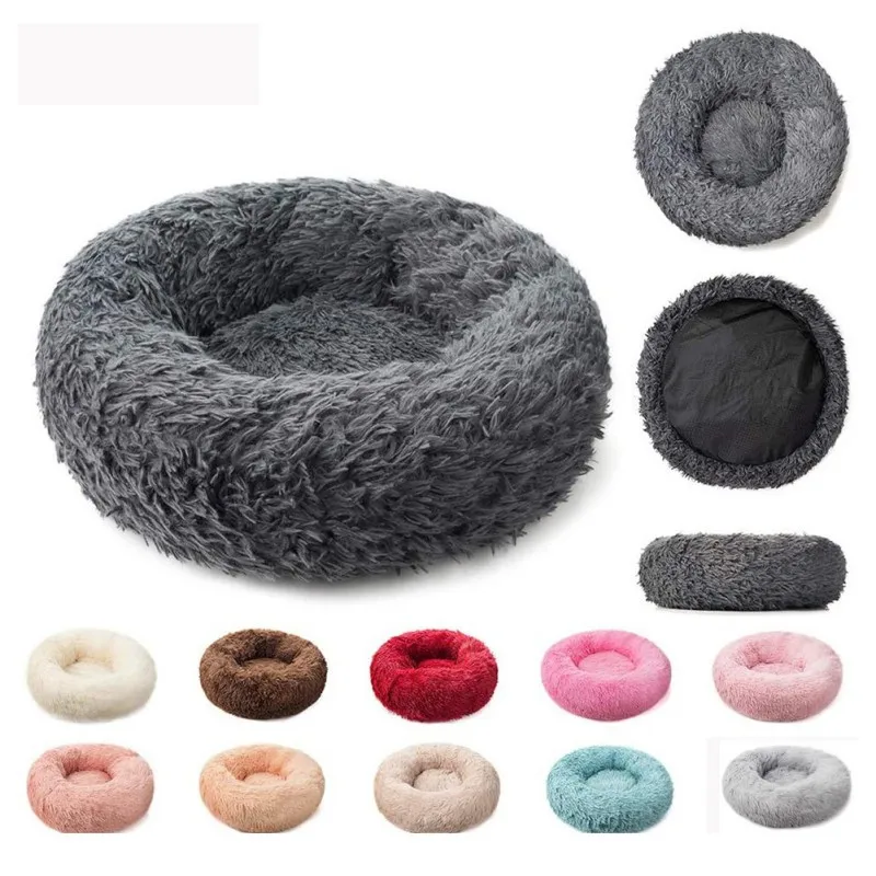 

Minine Luxury Fluffy Pet Bed For Cats Small Dogs Round Cuddler Plush Cozy Self-Warming For High-quality Sleep