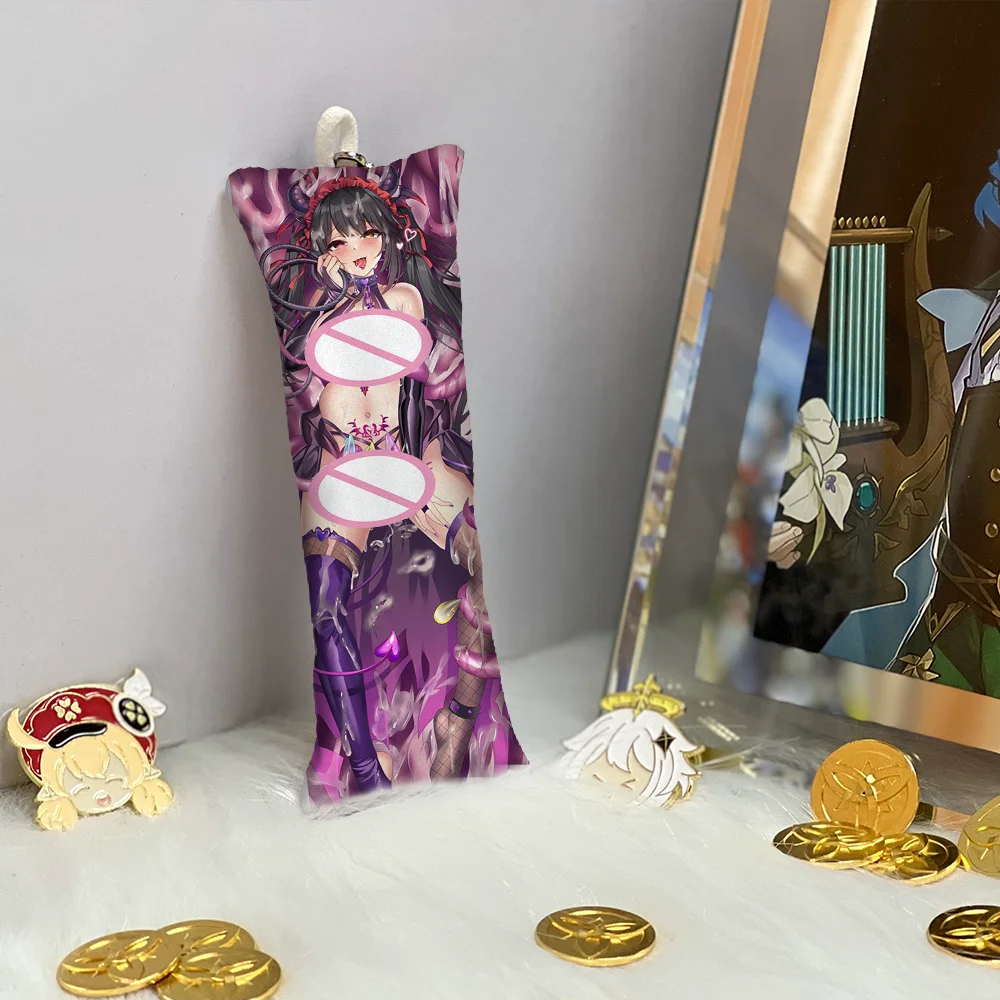 

DATE A LIVE Mini Dakimakura Pendant Key Chain Anime Accessories Small Cute Body Pillow Key Ring Bag Pendants Double Side