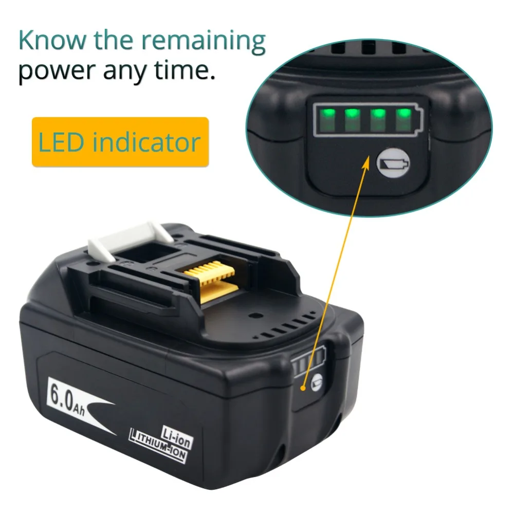 

BL1860 18V 6A Li-Ion Power Tools Battery for Makita BL1830 BL1840 BL1850 with NEW Single Cell Balance Protection 1 Order