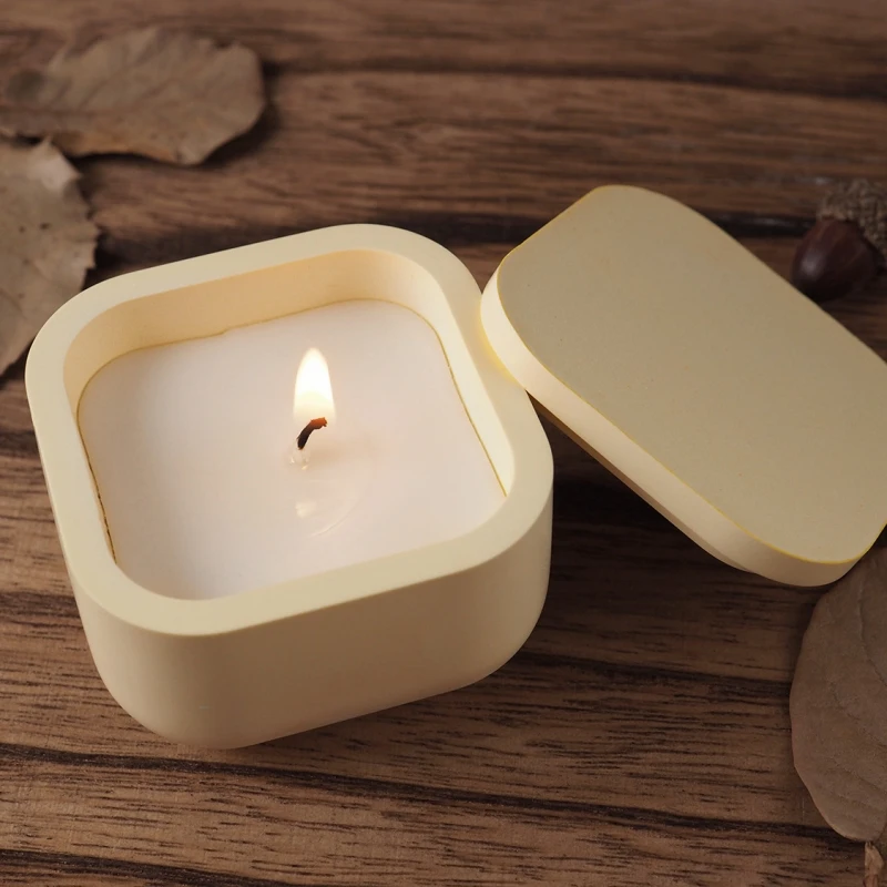 

Round Square Jar with Lid Silicone Molds Storage Box for Candle Wax Concrete Cement Silica Mould Candle Jar Organizer Resin Mold