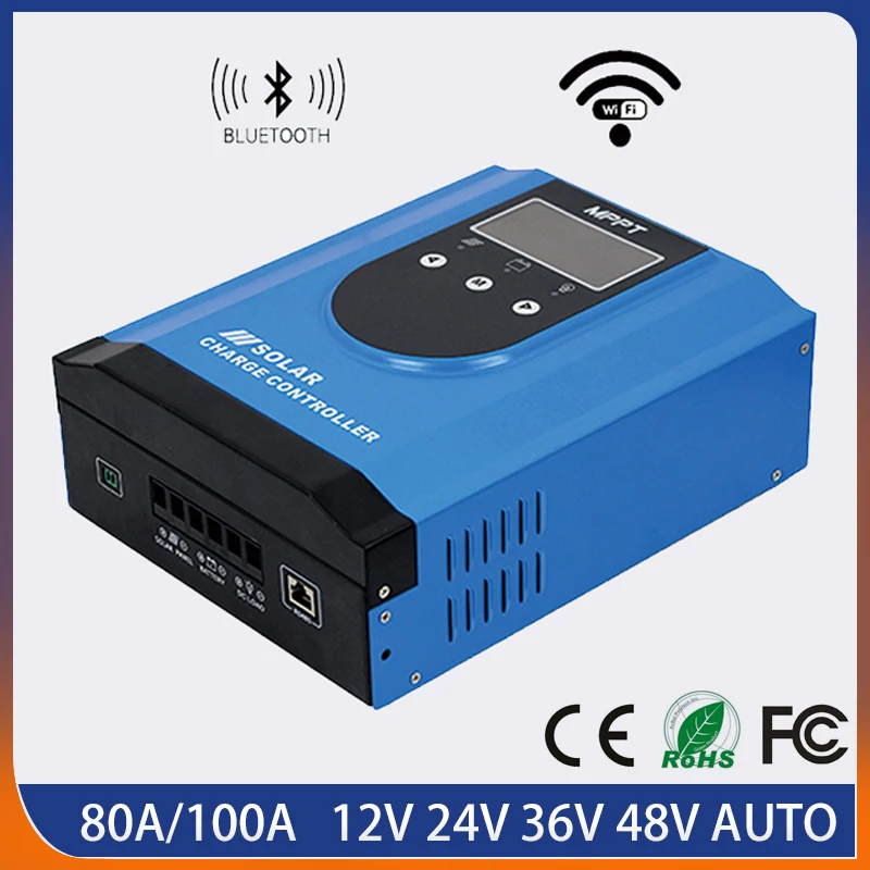 

MPPT 80A 100A Solar Charge and Discharge Controller LCD Display 12V 24V 36V 48V Auto Solar Power Regulator Module with Bluetooth