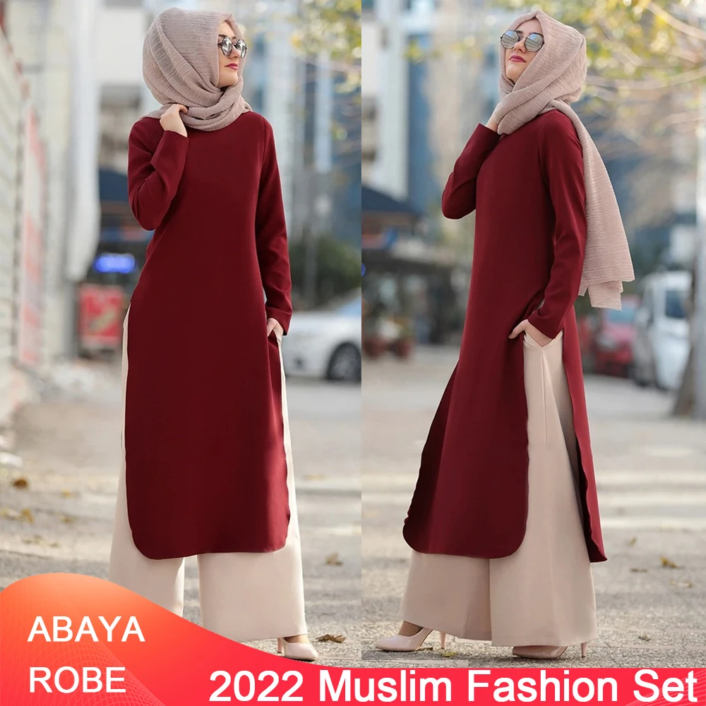 Muslim Women's Wear Abaya Long Muslim Middle Eastern Dress Fashion Hui People Evening Party Dresses Dress Skirt Robe Suit 2pcs