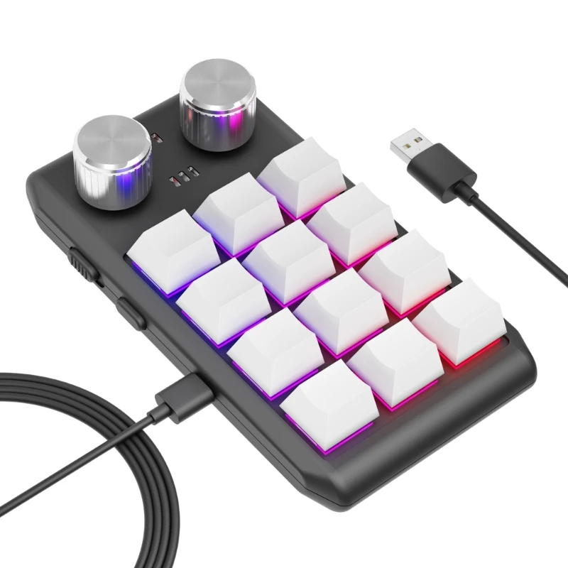 

RGB Programmable Macro Keyboard 12 Keys Plug-Play One-Handed Gaming Mini Keypad E65C