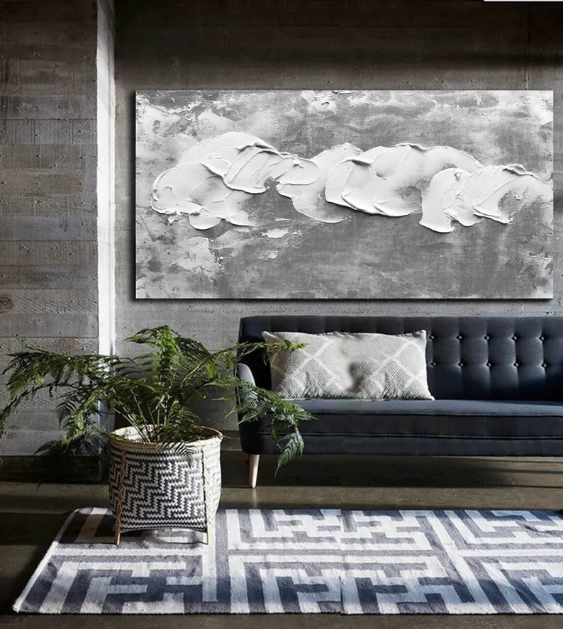 

Бело-серый цвет, минималистическое искусство, ручная роспись, большая абстрактная живопись, современное искусство, картина для гостиной