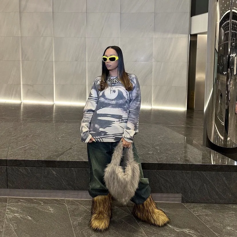 Fashion Heart Shaped Faux Fur Bag Soft Fluffy Plush Women Shoulder Bag Mongolian Fur Handbags Designer Bags for Women 2023 Tote