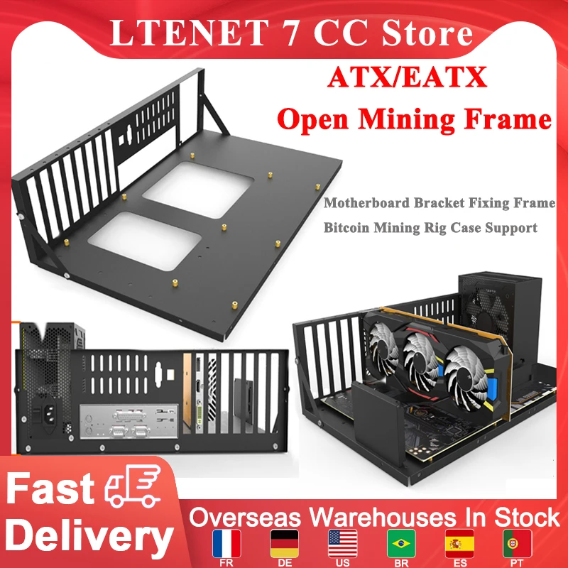 

Открытая рамка для майнинга ATX/ЕАТС, утолщенная рамка для майнинга ETH кронштейн материнской платы, рамка для майнинга биткоинов, чехол с подд...