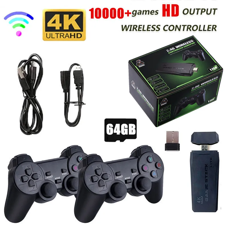 

Video Game Console 2.4G Double Wireless Controller Game Stick 4K 10000 Games 64 32GB Retro Games for PS1/GBA Boy Christmas Gift